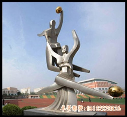 不锈钢球场少年雕塑 为常德校园注入动感与力量