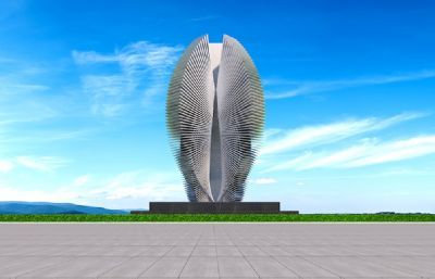 展翅雕塑设计3D模型三 振翅之韵的形态探索